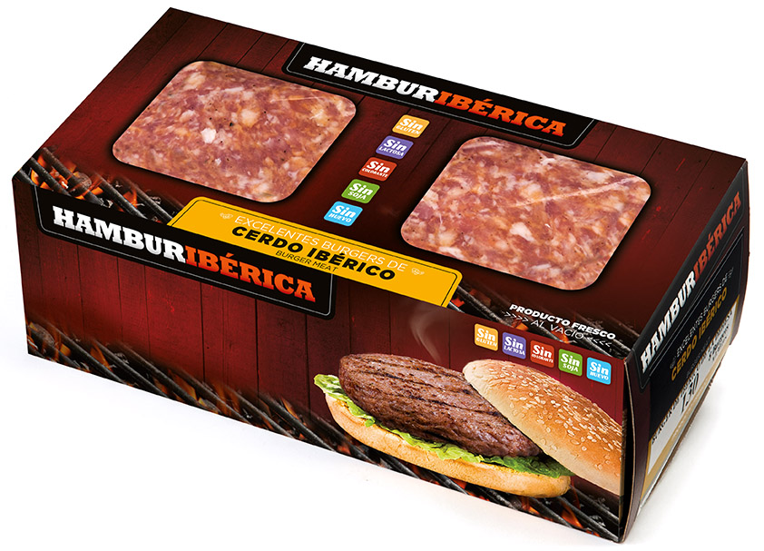 Diseño de estuches y etiquetas de hamburguesas